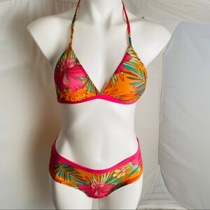 HM multicolor floral bra and matching panty